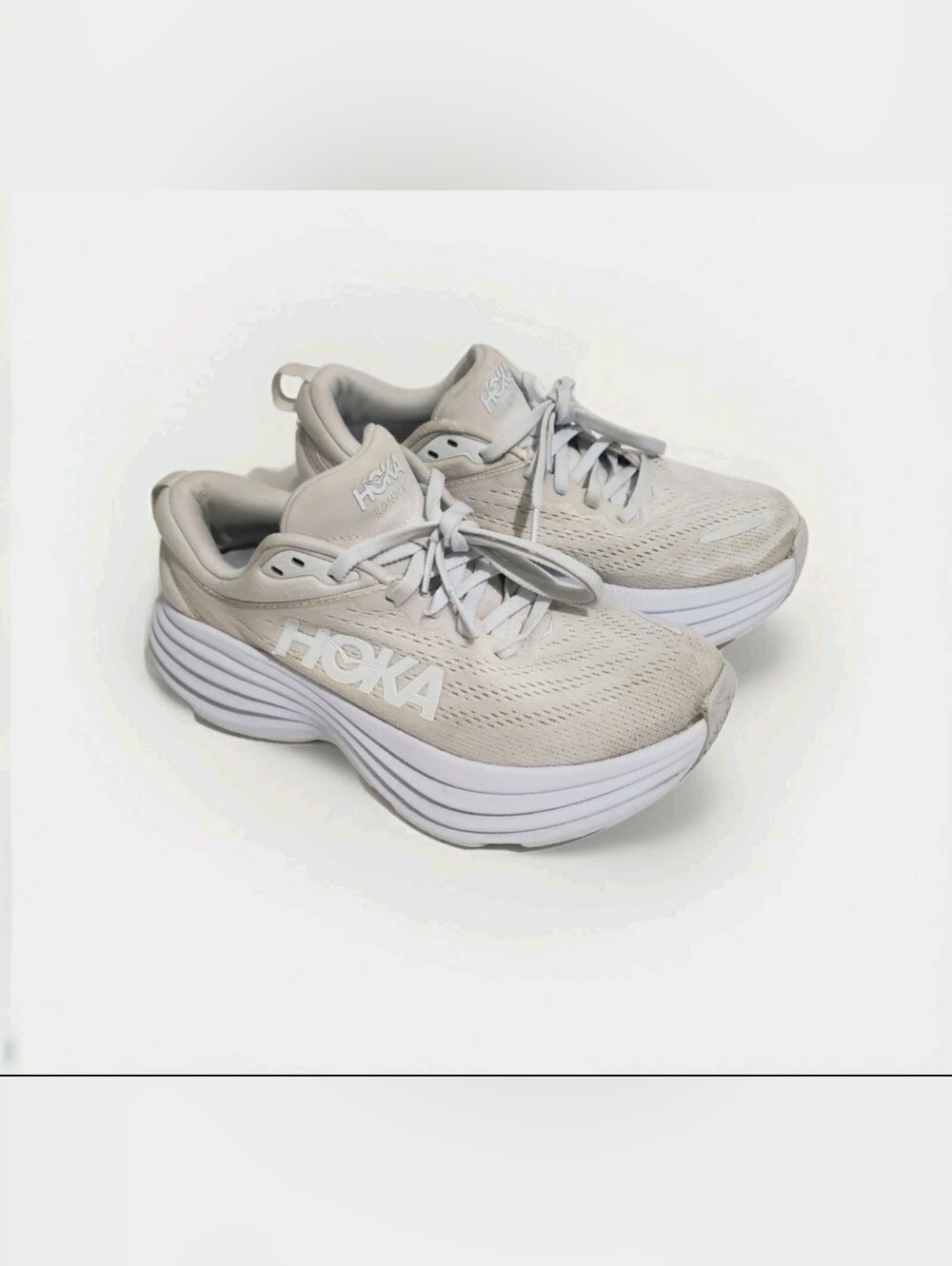 HOKA Kids Neutral Beige/White Running Shoes